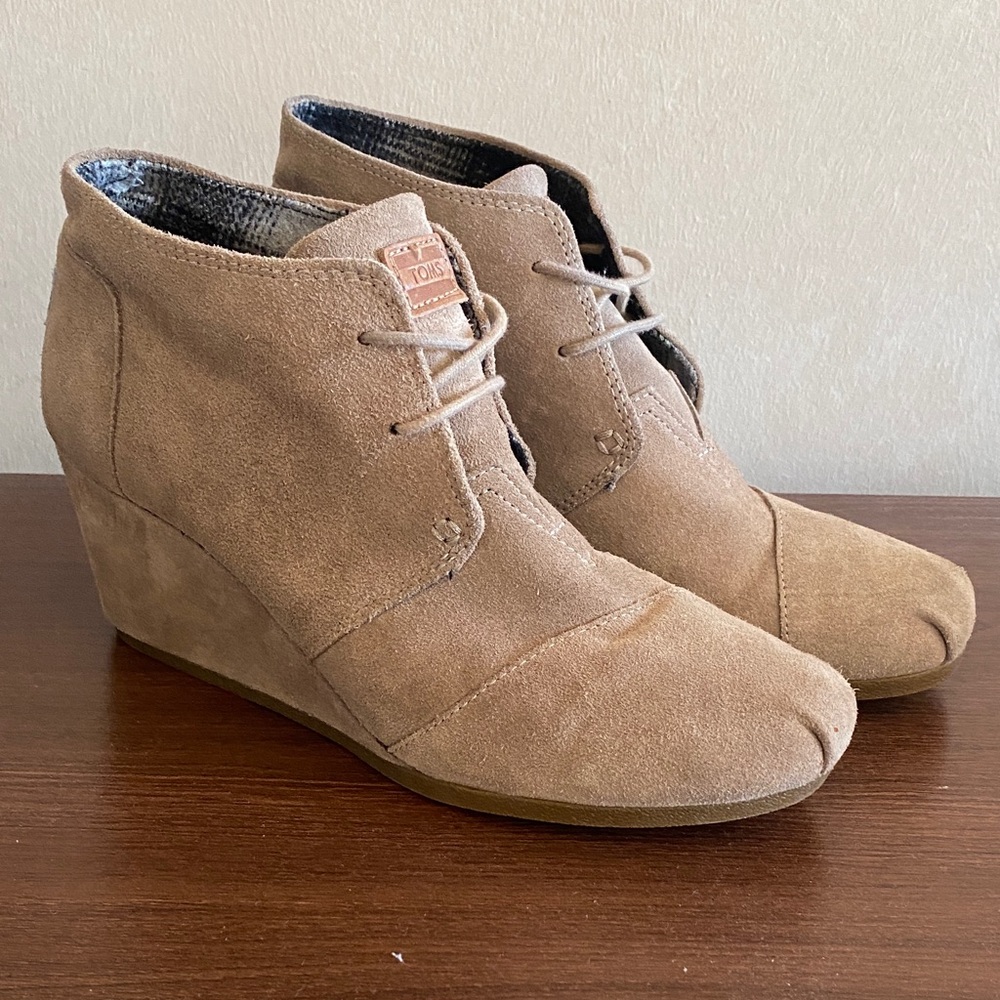 Toms Taupe Suede Ankle Booties